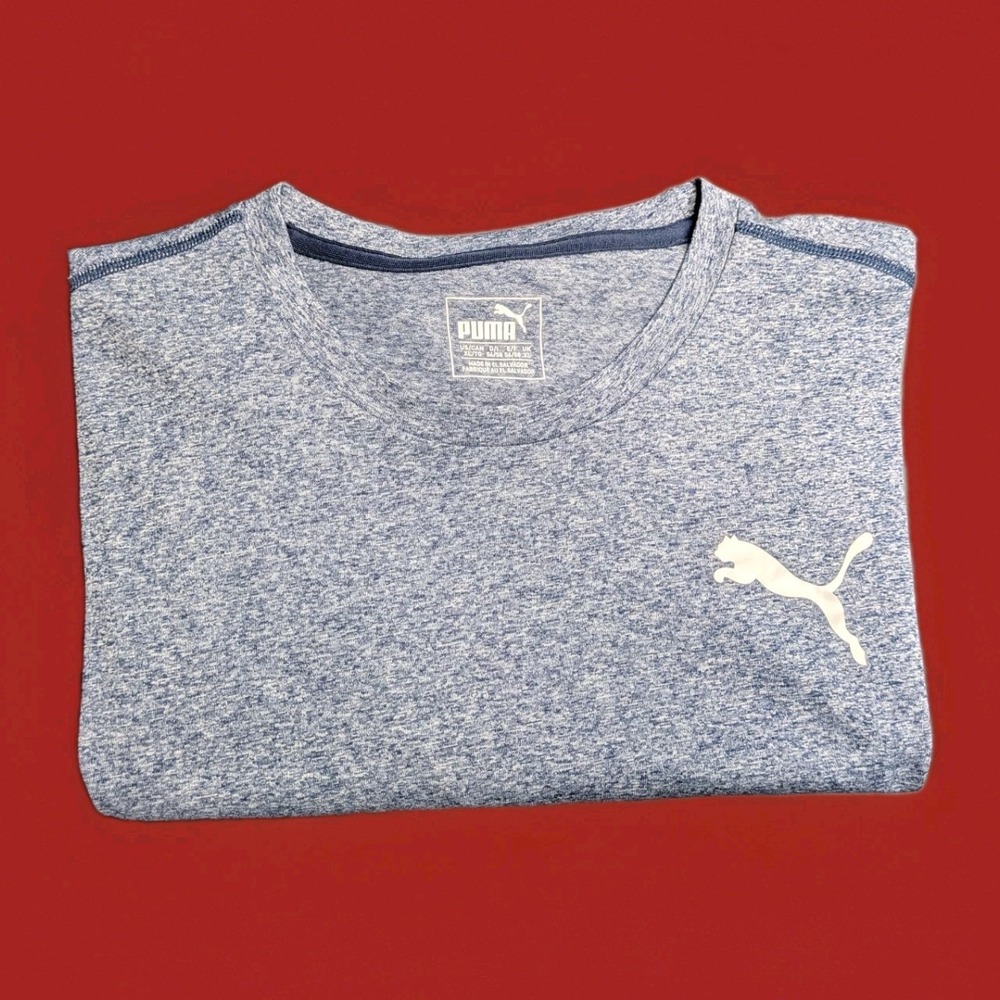 Puma Dry Cell Shirt Heathered Blue Training Tee Men's XL Short Sleeve